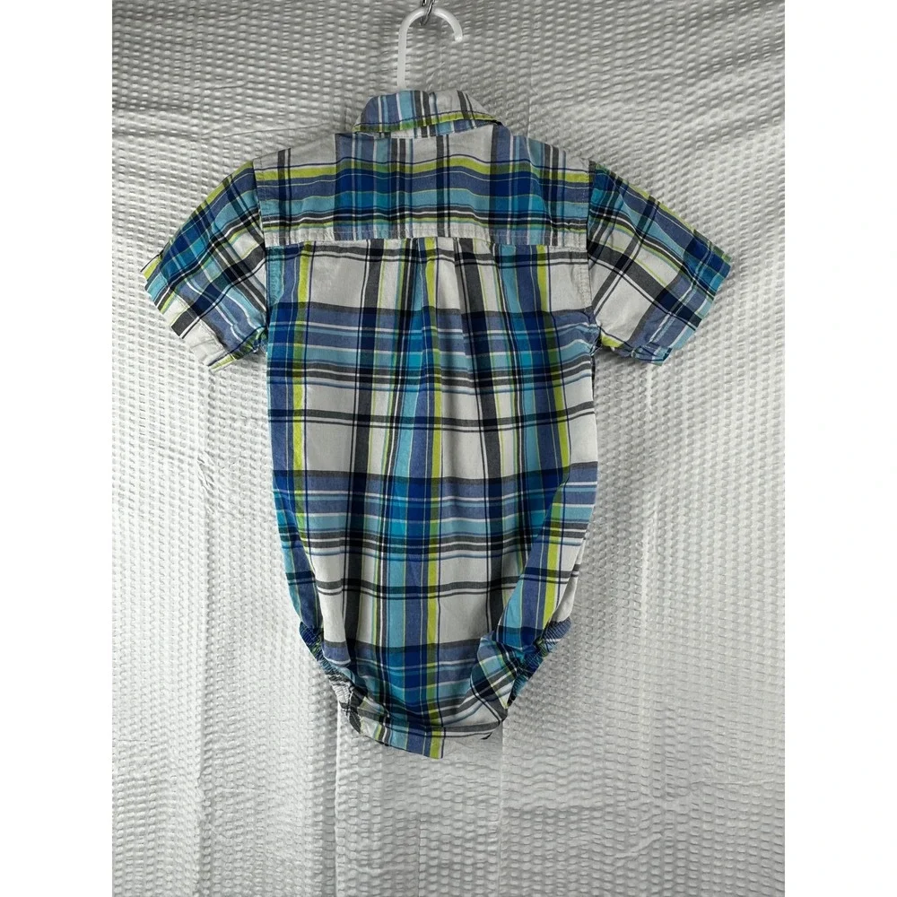 OshKosh B'Gosh‎ Baby Boy Plaid Short Sleeve Bodysuit One Piece 24 Months